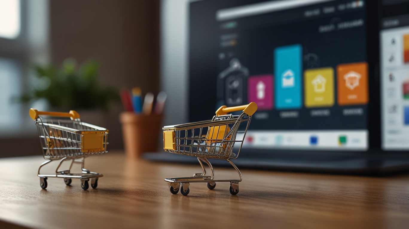 Comparação visual entre ecommerce e marketplace para destacar suas diferenças no comércio digital